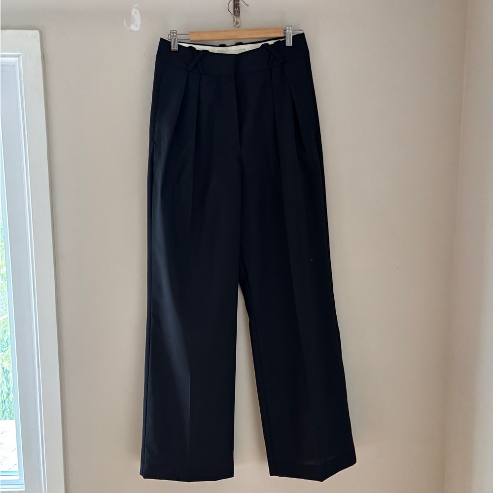 Róhe 100% wool wide leg pleat front trousers